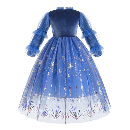 Ice Queen velvet and sequin costume for girls, detail view – Magic Tree Kids