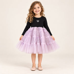 Purple Mesh Girls' Dress