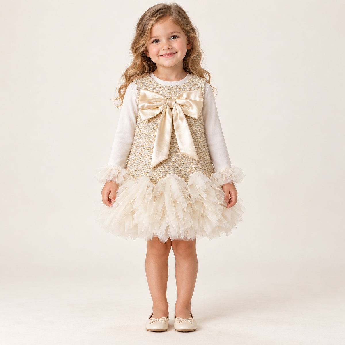 Elegant Tulle & Tweed Dress