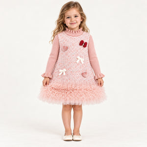 Conjunto de vestido con dije de corazón de otoño