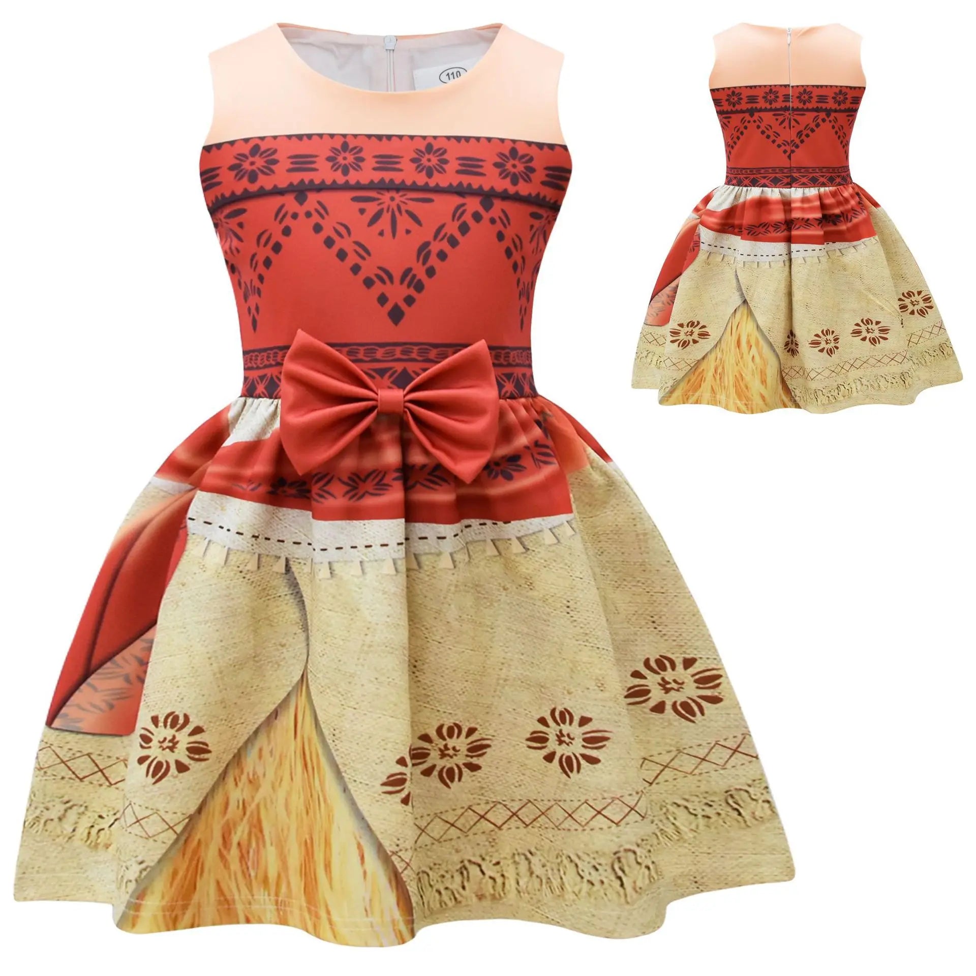 Tropical-print girls' adventure costume set in warm island colors
