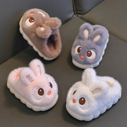 Bunny plush slippers for toddlers with chunky cloud sole in four colors