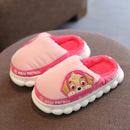 Pair of pink kids quilted puffer slide slippers