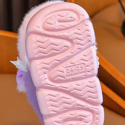 Non-slip tread sole on kids unicorn plush slippers