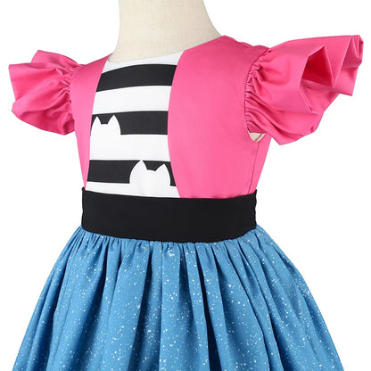 Twirly kitty princess dress with crew neckline and flutter sleeves