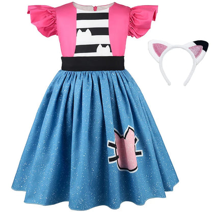 Magic Tree Kids kitty princess dress detail with pleated A-line skirt