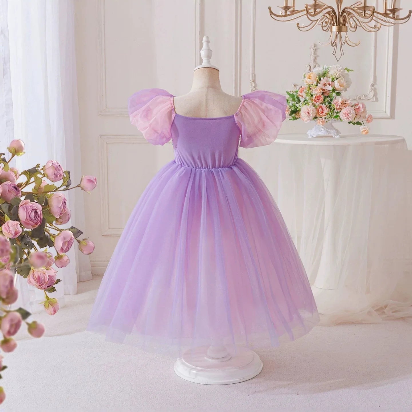 Purple storybook princess gown with matching accessories set