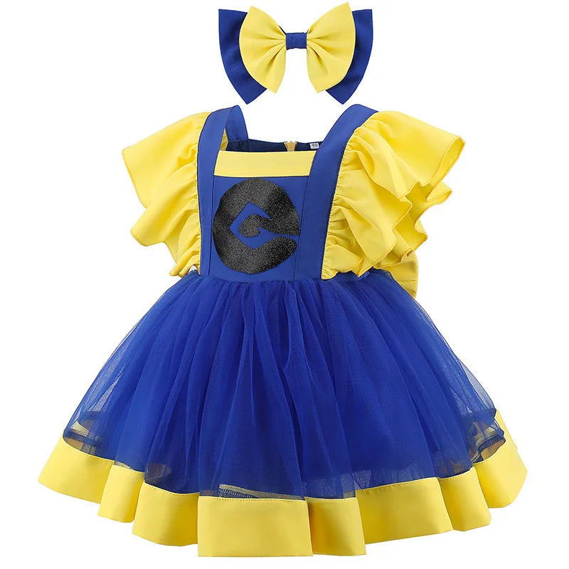 Fluffy tutu skirt detail on the Little Giggle Bot party dress