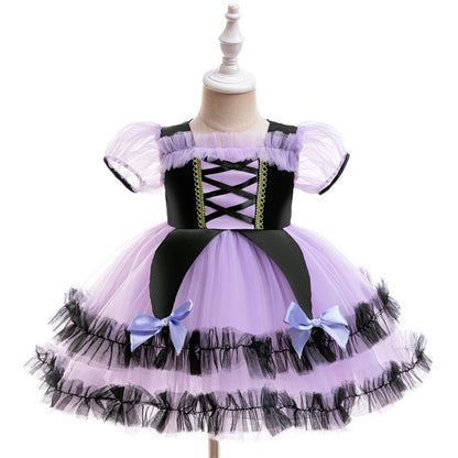 Little girl's purple Halloween costume dress for festive dress-up by Magic Tree Kids