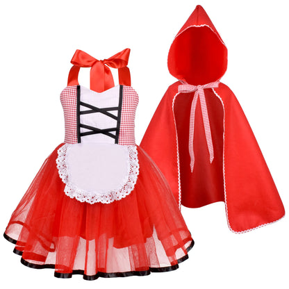 Little Red Hood storybook dress and red cape costume for girls from Magic Tree Kids