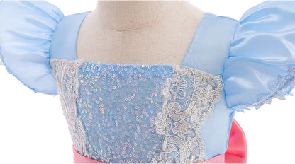 Detail of the playful skirt and dainty trims on the dress-up set