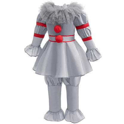 Kids clown costume set with color-blocked design for Halloween dress-up