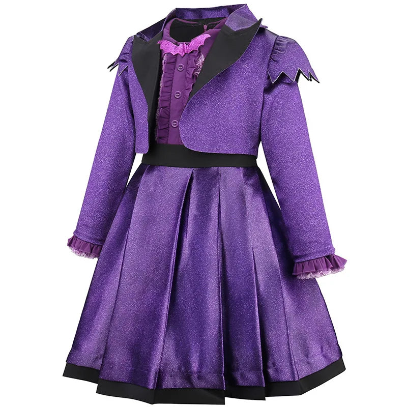 Little vampire princess dress and coat set in deep purple by Magic Tree Kids
