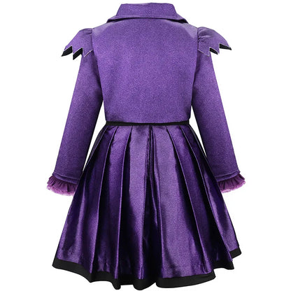 Purple gothic princess costume dress with long sleeves for girls
