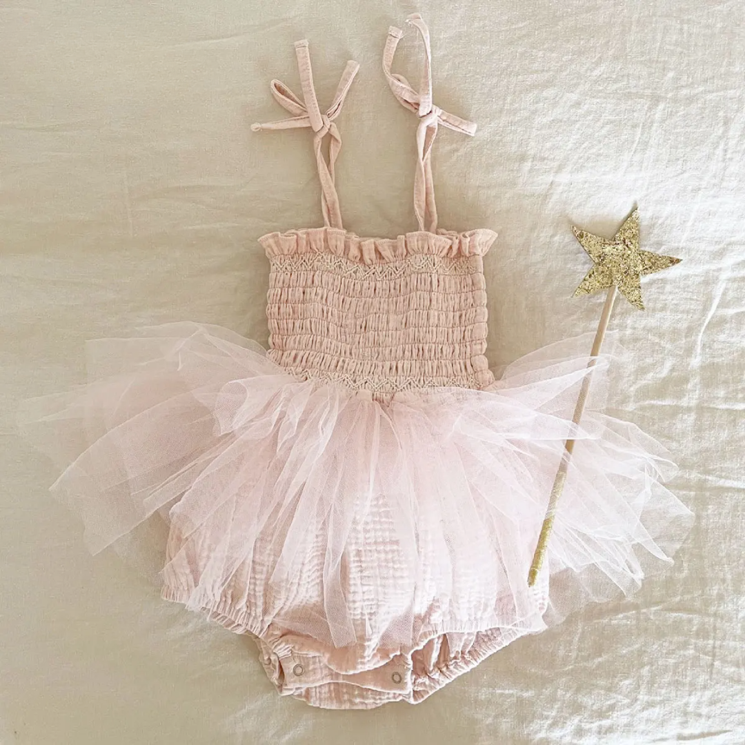 Conjunto de mameluco de bebé de tul princesa
