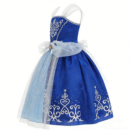 Blue fairy tale princess costume dress with lace-up bodice detailing