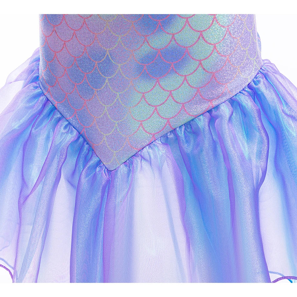 Mini Mermaid fantasy dress for girls, back view – Magic Tree Kids