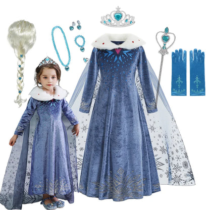 Northern Ice Queen deluxe costume set for girls, back view – Magic Tree Kids