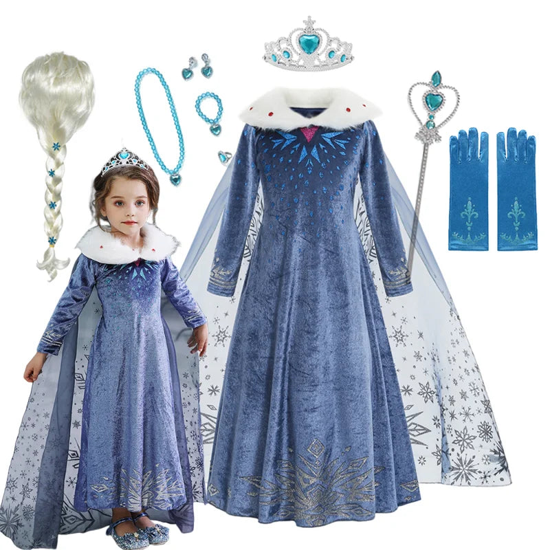 Northern Ice Queen deluxe costume set for girls, back view – Magic Tree Kids