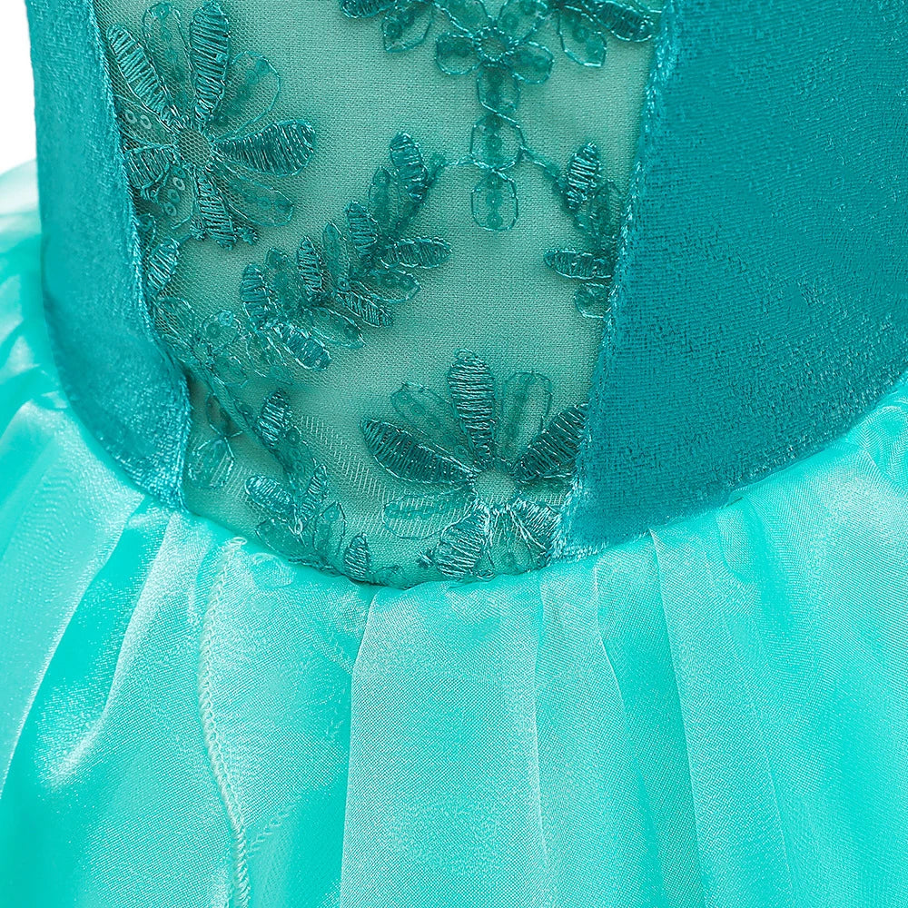 Ocean Pearl princess costume set for girls, back view – Magic Tree Kids