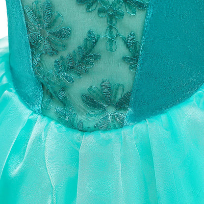 Ocean Pearl princess costume set for girls, back view – Magic Tree Kids