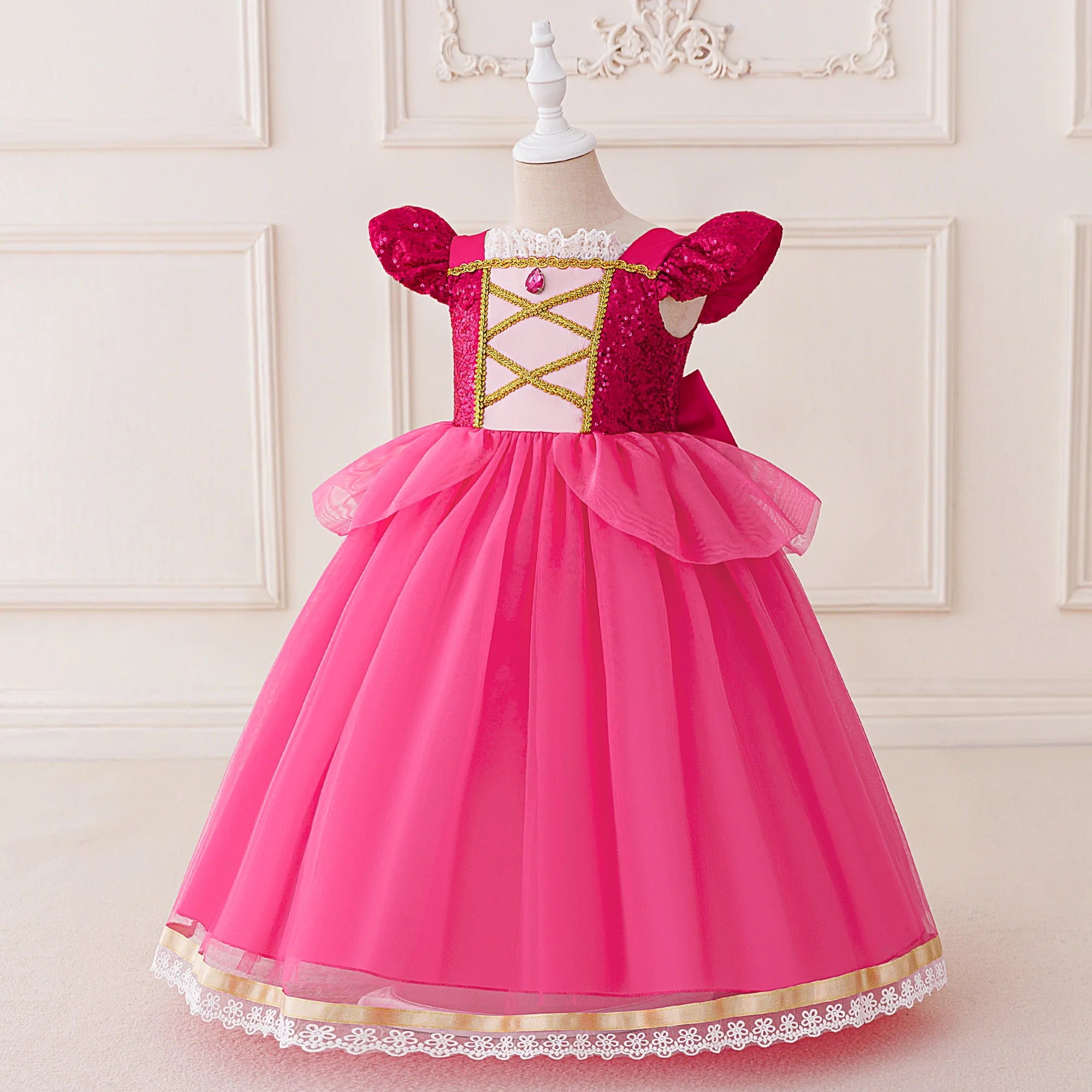 Pink Princess dress for girls, front view – Magic Tree Kids