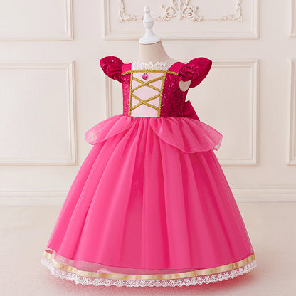 Pink Princess dress for girls, front view – Magic Tree Kids