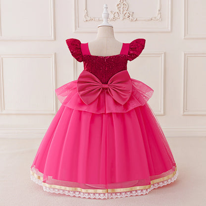 Pink Princess dress for girls, detail view – Magic Tree Kids