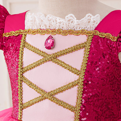 Pink Princess dress for girls, back view – Magic Tree Kids