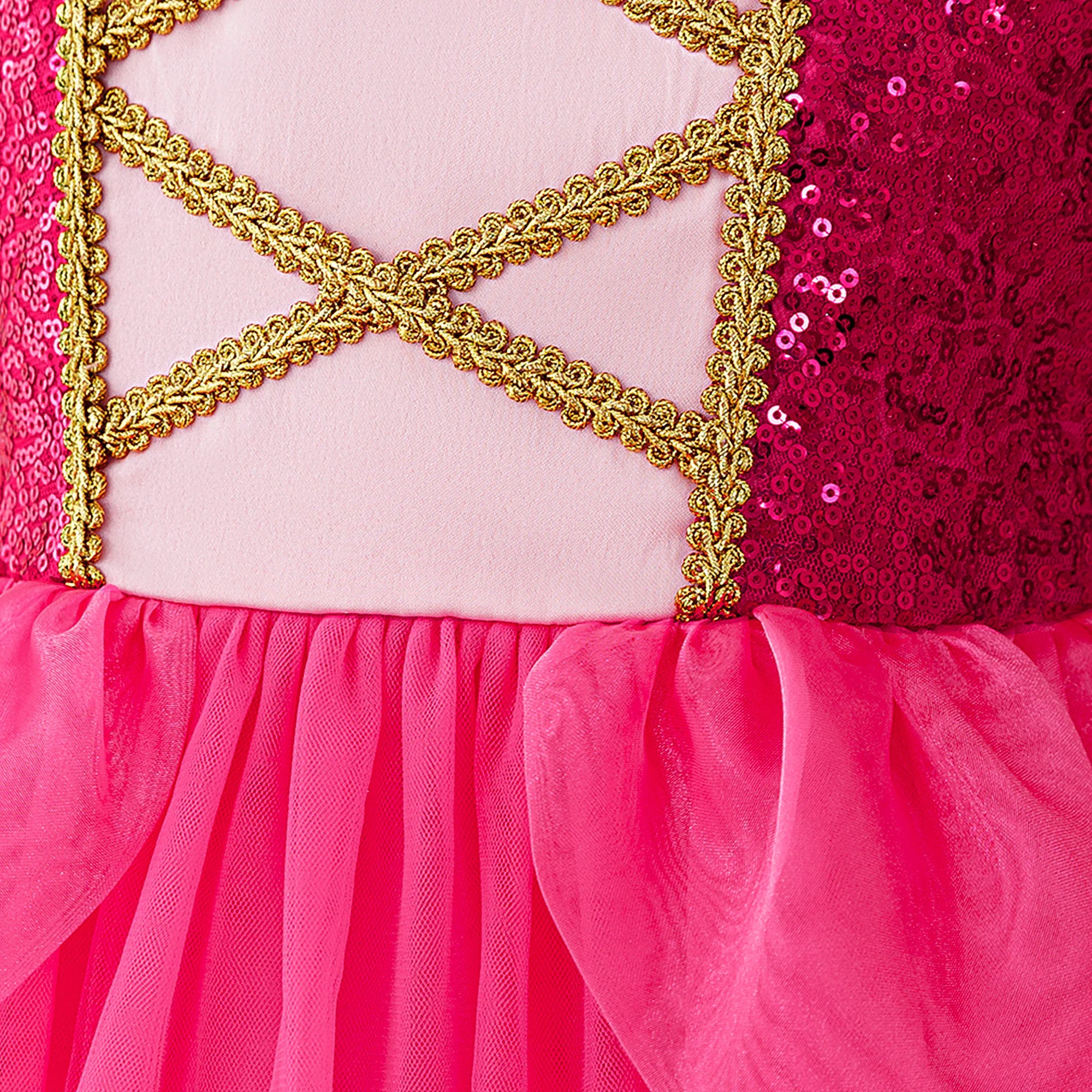 Pink Princess dress for girls, close-up – Magic Tree Kids