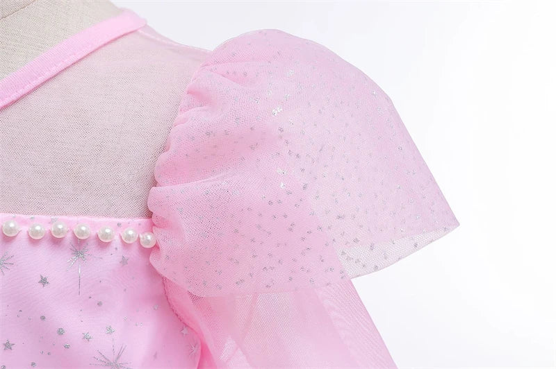 Pink Princess starry gown for girls, back view – Magic Tree Kids