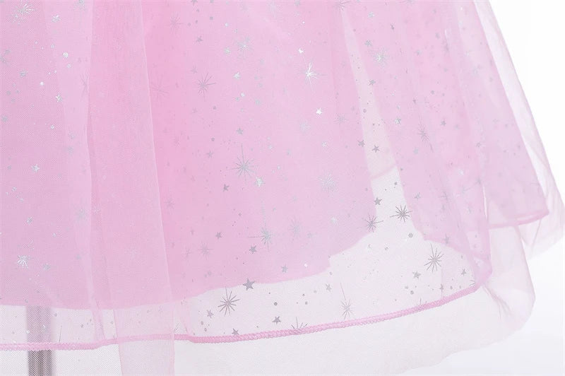 Pink Princess starry gown for girls, sparkle detail – Magic Tree Kids