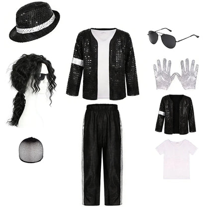 Glittering sequin jacket pop star costume for dance performances