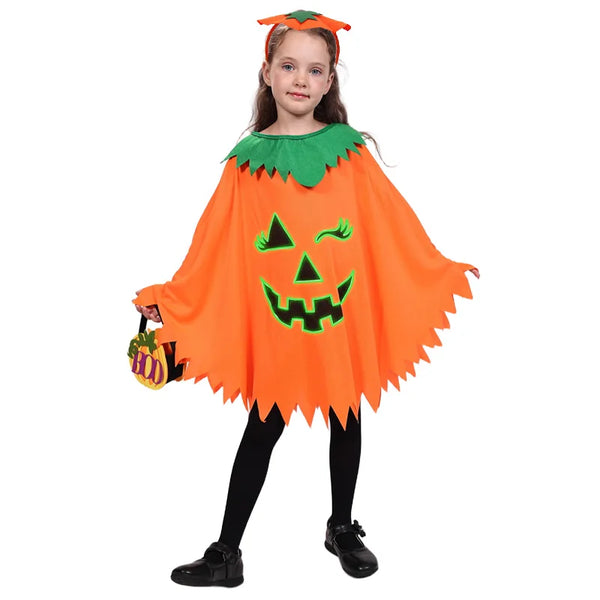 Pumpkin witch cloak and headband dress-up set for kids by Magic Tree Kids
