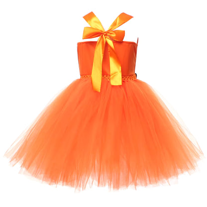 Magic Tree Kids pumpkin witch tutu dress for carnival and costume nights