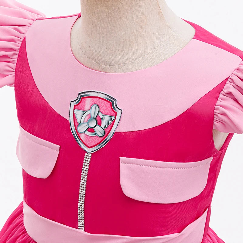 Twirly blush-pink princess tutu dress detail view
