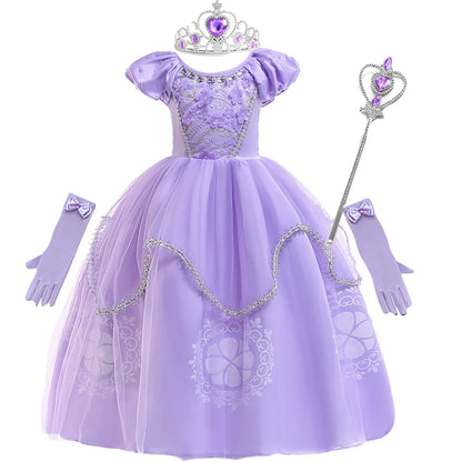Coordinating princess accessories with the purple gown set