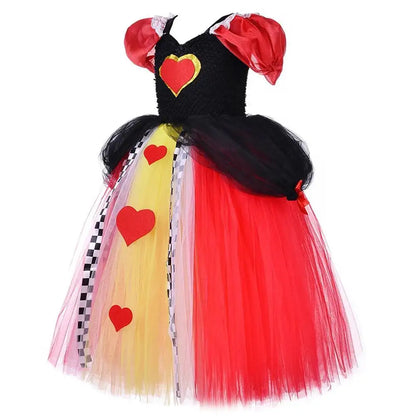 Girls' queen costume dress with V-neckline and satin ribbon accent