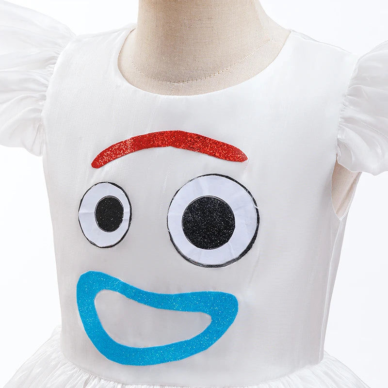 Girls' costume dress with ball-gown shape twirling in play