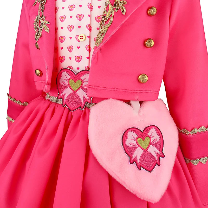 Front view of girls' Halloween costume dress and wig