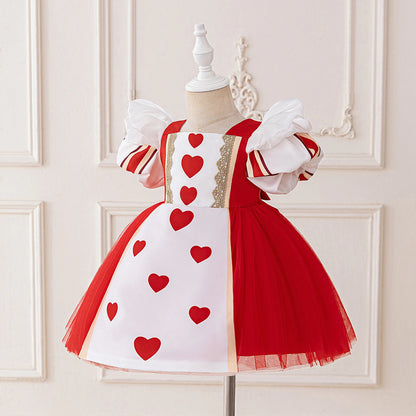 Whimsical wonderland queen of hearts costume dress for baby girls