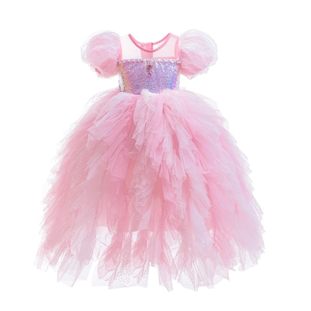 Royal Pink Blossom Gown for girls, front view – Magic Tree Kids