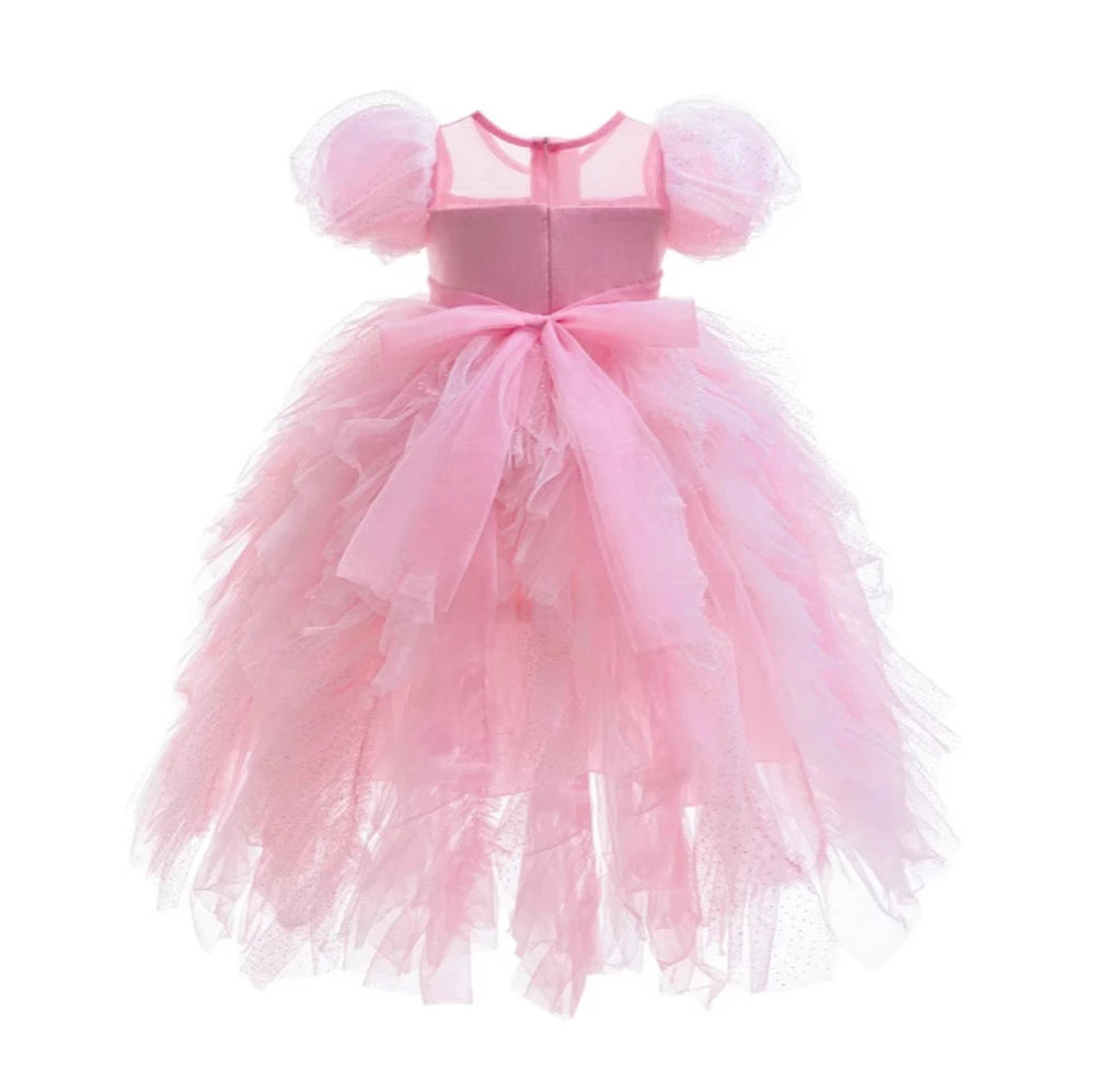 Royal Pink Blossom Gown for girls, back view – Magic Tree Kids