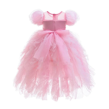 Royal Pink Blossom Gown for girls, back view – Magic Tree Kids