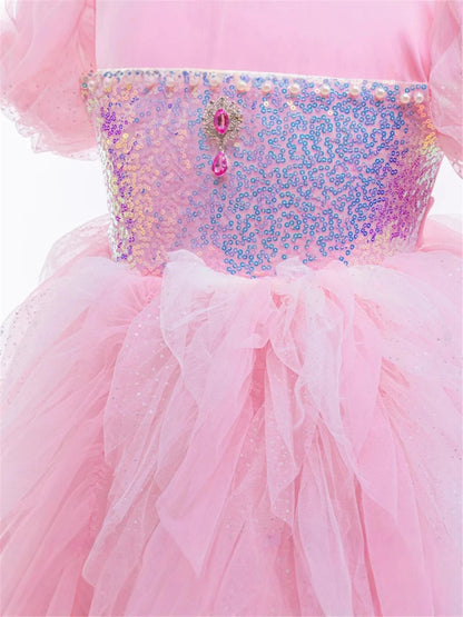 Royal Pink Blossom Gown for girls, styling detail – Magic Tree Kids