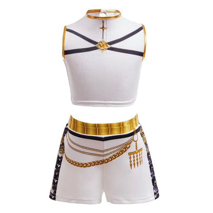 Black and gold sequin hip hop dance costume with chain trim