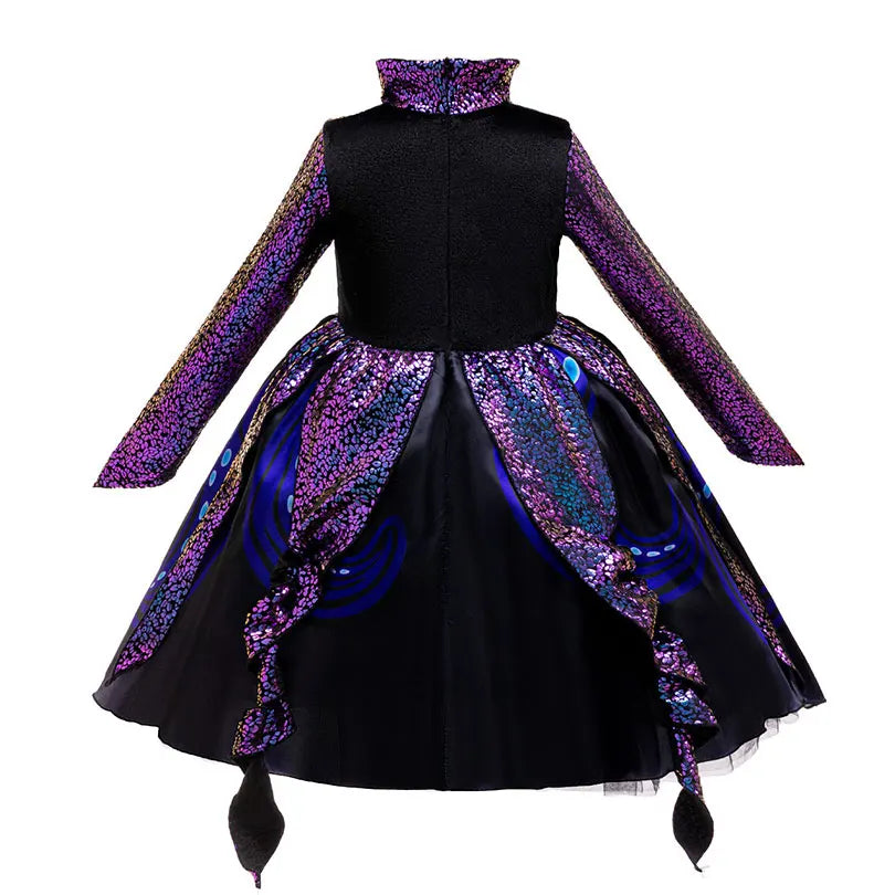 Dramatic black octopus-inspired villain costume dress for girls