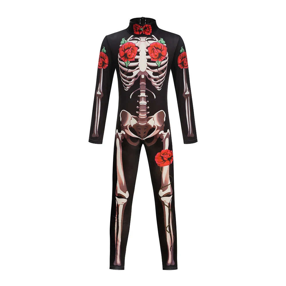 Draped neckline skeleton costume for girls' Halloween party
