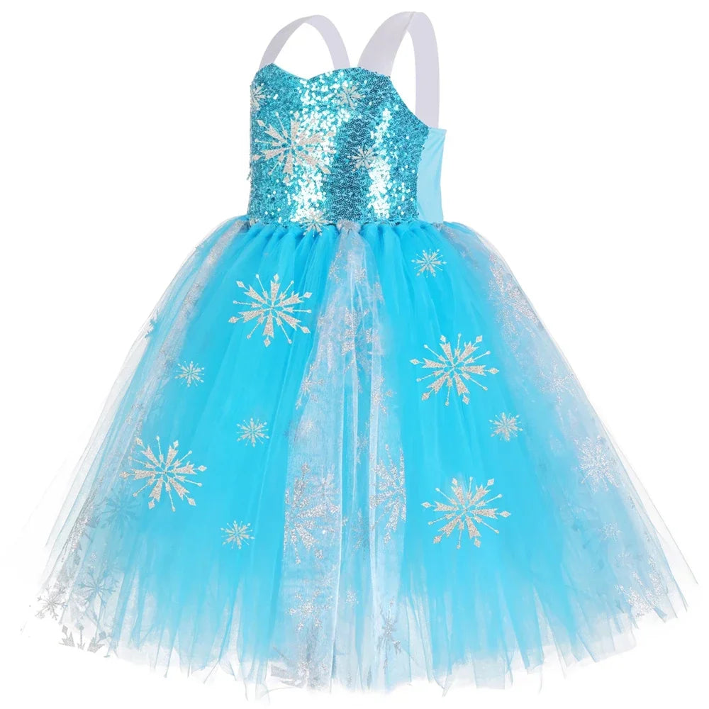 Close-up of sequin bodice on the snow queen princess dress
