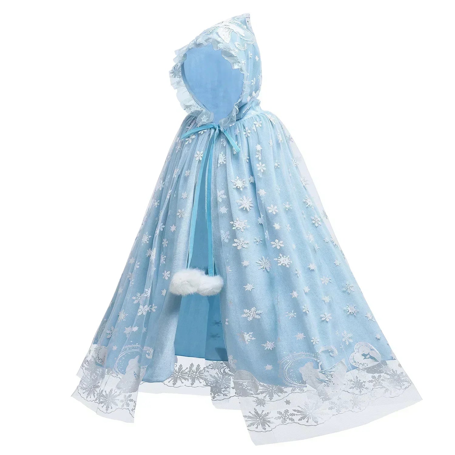 Snow Queen winter cape for girls, back view – Magic Tree Kids